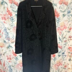 Vintage Picadilly Fashion Black Coat with Floral Design